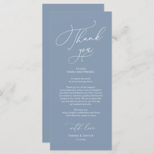 Bruiloft Dinner Place Instelling Dank u Kaart (Voorkant / Achterkant)