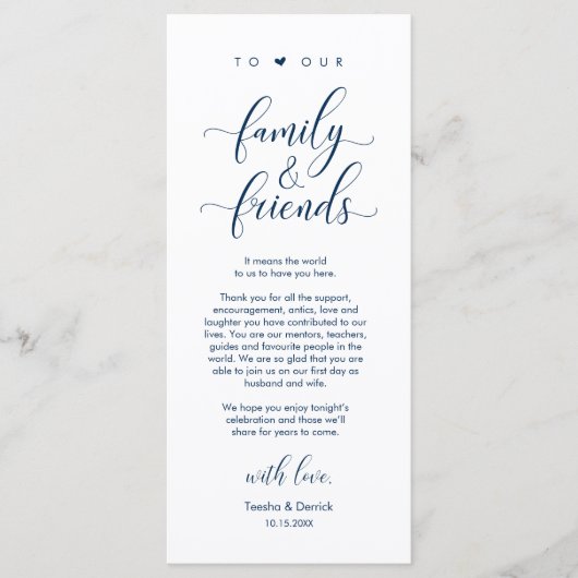 Bruiloft Dinner Place Instelling Dank u Kaart (Voorkant)