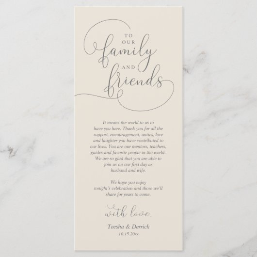 Bruiloft Dinner Place Instelling Dank u Kaart (Voorkant)