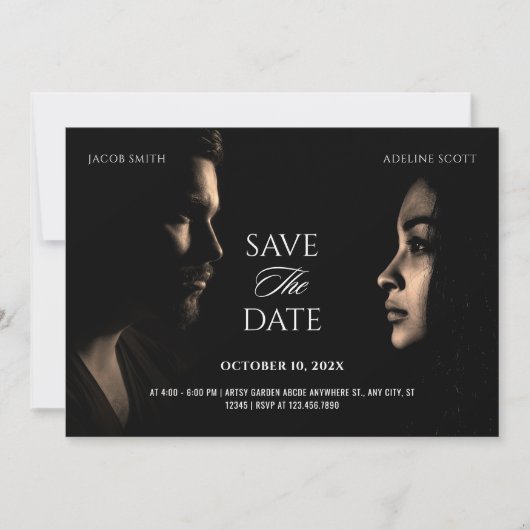 Bruiloft donkerzwarte foto film drama film poster save the date (Voorkant)