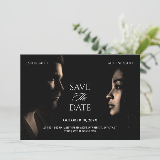 Bruiloft donkerzwarte foto film drama film poster save the date (Staand voorkant)