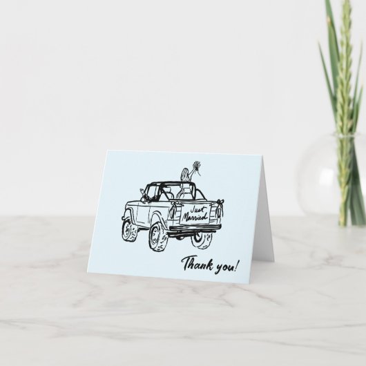 bruiloft doodle vluchtauto Dank u kaart (Voorkant)