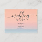 Bruiloft door het zee onder peachy sky zonsonderga informatiekaartje (Achterkant)