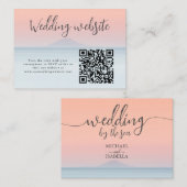 Bruiloft door het zee onder peachy sky zonsonderga informatiekaartje (Voorkant / Achterkant)