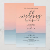 Bruiloft door het zee onder peachy sky zonsonderga kaart (Voorkant / Achterkant)