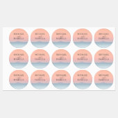 Bruiloft door het zee onder peachy sky zonsonderga labels (Vel)