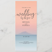 Bruiloft door het zee onder peachy sky zonsonderga menu (Achterkant)