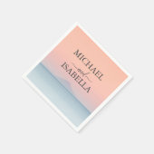 Bruiloft door het zee onder peachy sky zonsonderga servet (Hoek)