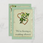 Bruiloft douche, Lily van de vallei gouden harten Kaart (Voorkant / Achterkant)