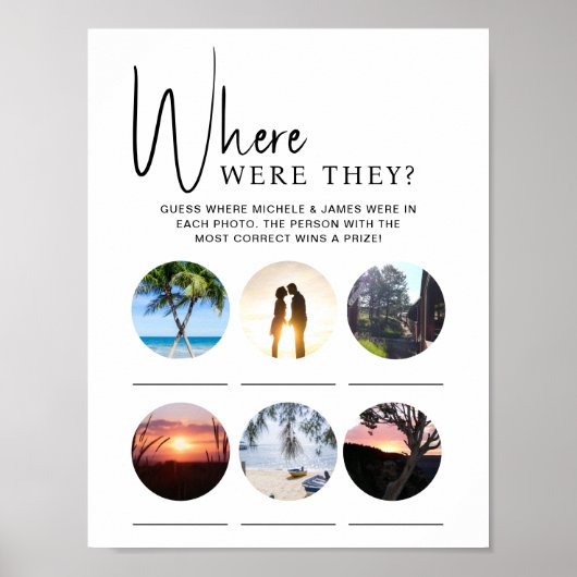 Bruiloft douche partij spel waar waren ze poster (Voorkant)