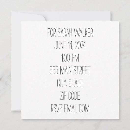 Bruiloft Douche uitnodiging (Achterkant)