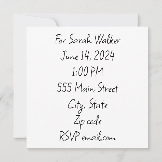 Bruiloft Douche uitnodiging (Achterkant)