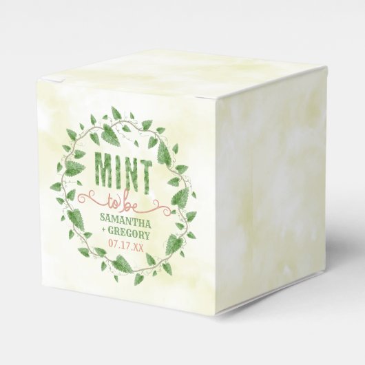 Bruiloft Douche Waterverf Leaf Krans Munt om te zi Bedankdoosjes (Voorkant Zijde)