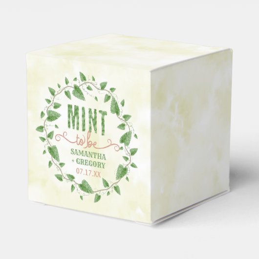 Bruiloft Douche Waterverf Leaf Krans Munt om te zi Bedankdoosjes (Achterkant)