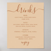 Bruiloft Dranken Script Menu Bord | Peach Sand Bar Poster (Voorkant)