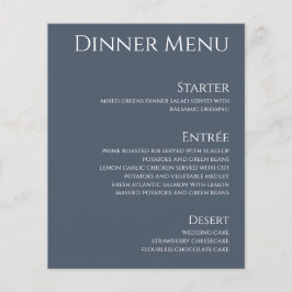 Bruiloft Drink & Diner Menu-Blauw en Wit