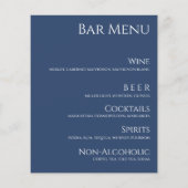 Bruiloft Drink & Diner Menu-Donkerblauw en Wit (Achterkant)