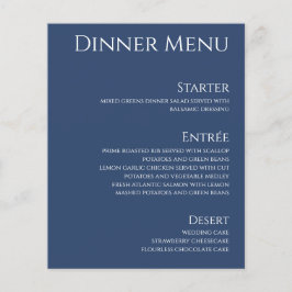 Bruiloft Drink & Diner Menu-Donkerblauw en Wit