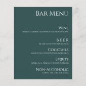 Bruiloft Drink & Diner Menu-Emerald Groen- (Achterkant)