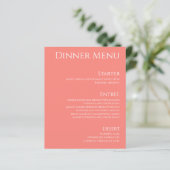 Bruiloft Drink & Diner Menu-Roze Koraal- (Staand voorkant)