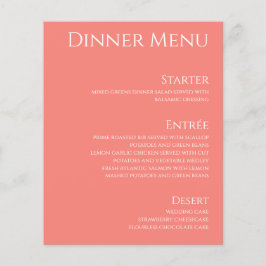Bruiloft Drink & Diner Menu-Roze Koraal-