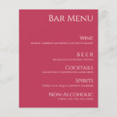 Bruiloft Drink & Diner Menu-Viva Magenta- (Achterkant)
