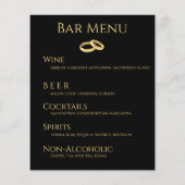 Bruiloft Drink & Diner Menu- Zwart en Goud- (Achterkant)