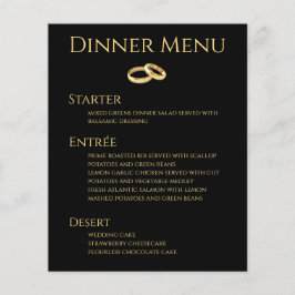 Bruiloft Drink & Diner Menu- Zwart en Goud-