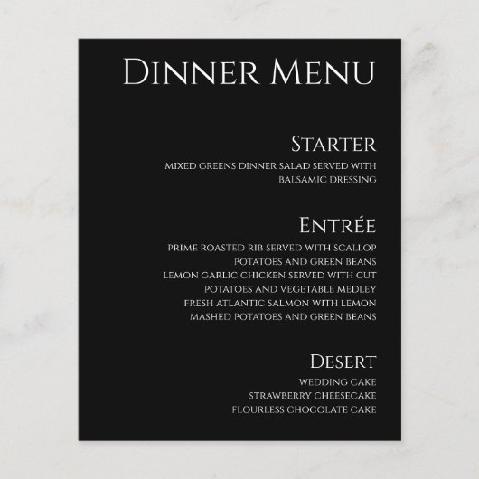 Bruiloft Drink & Diner Menu-Zwart-Wit- (Voorkant)