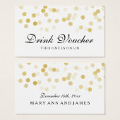Bruiloft Drink Voucher Faux Gouden Folie Glitter L Visitekaartje (Voorkant /achterkant)