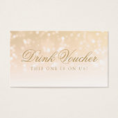 Bruiloft Drink Voucher Gold Bokeh Sparkle Lights Visitekaartje (Voorkant)