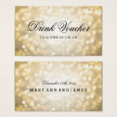 Bruiloft Drink Voucher Gold Glitter Lights Visitekaartjes (Voorkant /achterkant)
