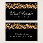 Bruiloft Drink Voucher Gold Hollywood Glam Visitekaartjes (Voorkant /achterkant)