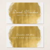 Bruiloft Drink Voucher Gold Paint Look Visitekaartje (Voorkant /achterkant)