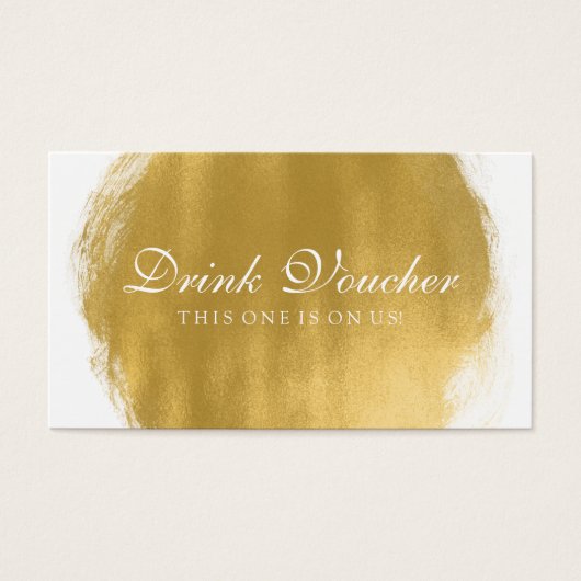 Bruiloft Drink Voucher Gold Paint Look Visitekaartje (Voorkant)
