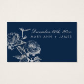 Bruiloft Drink Voucher Modern Floral Silver Navy Visitekaartje (Achterkant)