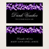 Bruiloft Drink Voucher Paarse Hollywood Glam Visitekaartje (Voorkant /achterkant)