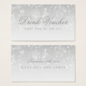 Bruiloft Drink Voucher Silver Bokeh Sparkle Lights Visitekaartjes (Voorkant /achterkant)
