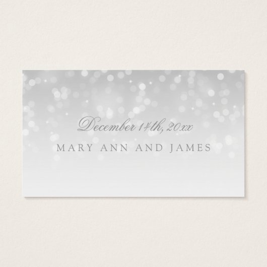 Bruiloft Drink Voucher Silver Bokeh Sparkle Lights Visitekaartjes (Achterkant)