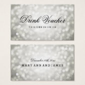Bruiloft Drink Voucher Silver Glitter Lights Visitekaartje (Voorkant /achterkant)