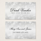 Bruiloft Drink Voucher Silver Shimmer Lights Visitekaartjes (Voorkant /achterkant)