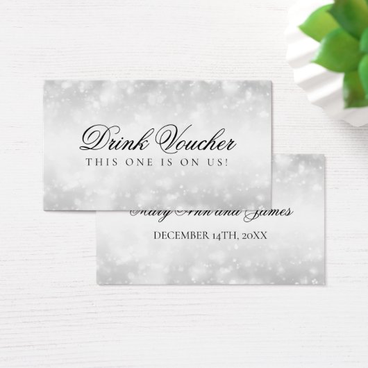 Bruiloft Drink Voucher Silver Shimmer Lights Visitekaartjes (Bureau)