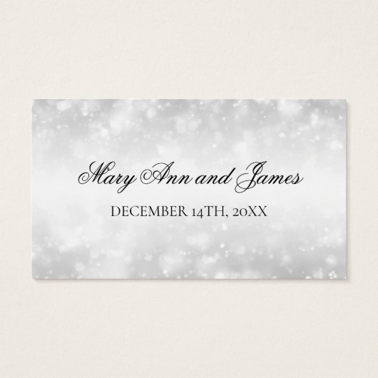 Bruiloft Drink Voucher Silver Shimmer Lights Visitekaartjes (Achterkant)
