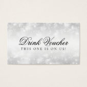 Bruiloft Drink Voucher Silver Shimmer Lights Visitekaartjes (Voorkant)
