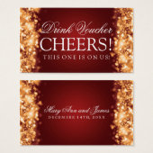 Bruiloft Drink Voucher Sparkling Lights Goud Visitekaartjes (Voorkant /achterkant)