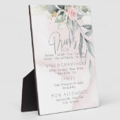 Bruiloft | Drinken Menu BOHO Foliage Pink Rose Fotoplaat (Zijkant)