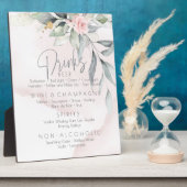 Bruiloft | Drinken Menu BOHO Foliage Pink Rose Fotoplaat (Zijkant)