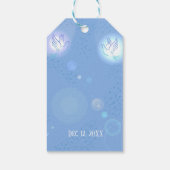 Bruiloft duif blauwe verlichting achtergrond cadeaulabel (Achterkant)