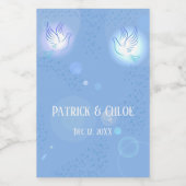 Bruiloft duif blauwe verlichting wijn etiket (Enkel label)