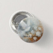 Bruiloft Duif Bloem Knop - Aanpasbaar Ronde Button 3,2 Cm (Voorkant /achterkant)